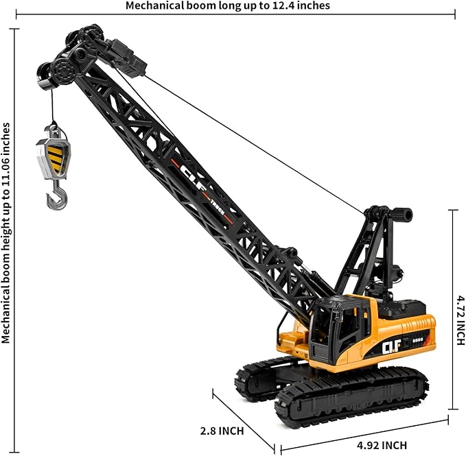 Construction Crane Toys for Boys,Crawler Cranes Truck Toy with Rotatable Fuselage Workbench and Liftable Robotic Arm,Cranes Truck with Simulated Lights,Crane Toys for Boys Age 4-7