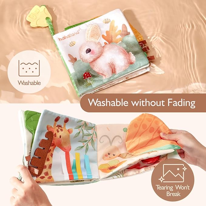 hahaland Baby Books 0-6 Months, Tummy Time Sensory Toys 6 to 12 Month Touch Feel Crinkle Book for Boys Girl 0 3 6 9 12 Month Travel Toys Christmas Birthday Gifts Stocking Stuffers