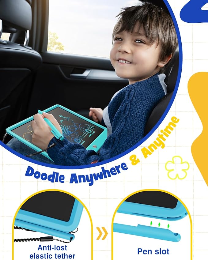 ORSEN LCD Writing Tablet 12 Inch, Colorful Doodle Board Drawing Tablet, Erasable Reusable Writing Pad, Educational for 3-8 Year Old Girls Boys(Blue)