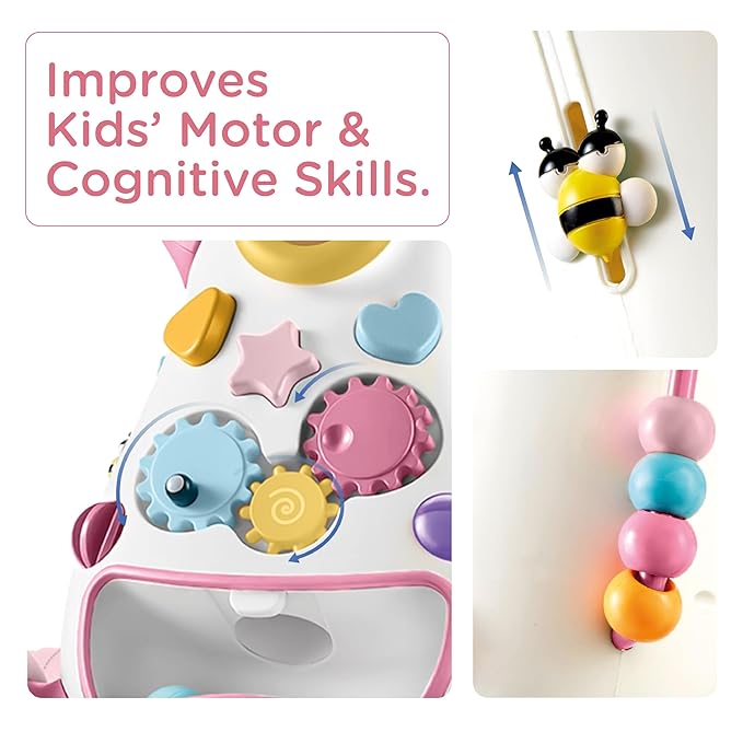 KÜB Montessori Baby Walker - Interactive Push Toy for Toddlers Learning to Walk with Soft Music & Lights, Adjustable Speed & Non-Slip Wheels, Educational Activity Center