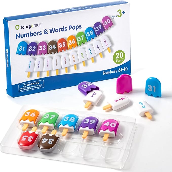 Mini Number Pops 31-40 — Number Learning Toys,Montessori Color Matching Learning Toys & Toddler Math Toys