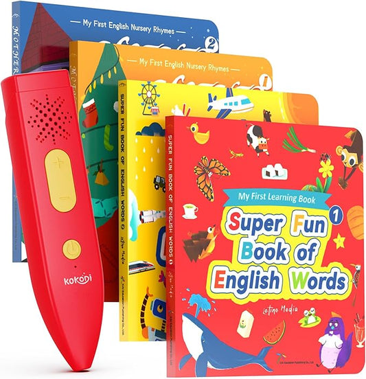 KOKODI Talking Pen Books Sets, Autism Sensory Games, Interactive Audio Sound Books Kids Learning Electronic Toys for Toddlers Kids, Early Educational Gifts Birthday Gifts for Boys Girls Age 2 3 4 5
