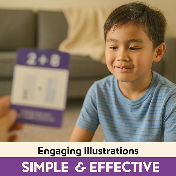 Smart Sums Addition Flash Cards – Single-Digit Addends, Sums to 10, Visual Math Clues & Rhymes for Kids Ages 4–7