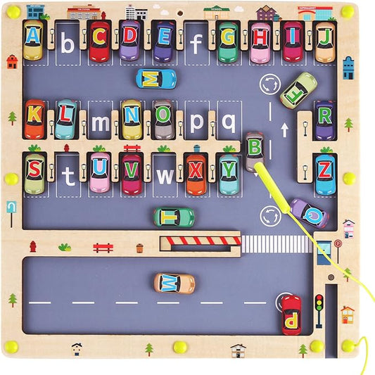 Magnetic Alphabet Maze Letter Puzzle for Fun Learning, Montessori Educational Toy for 3 4 5 Year Old Boys and Girls, Fine Motor Skills Development and Sensory Play