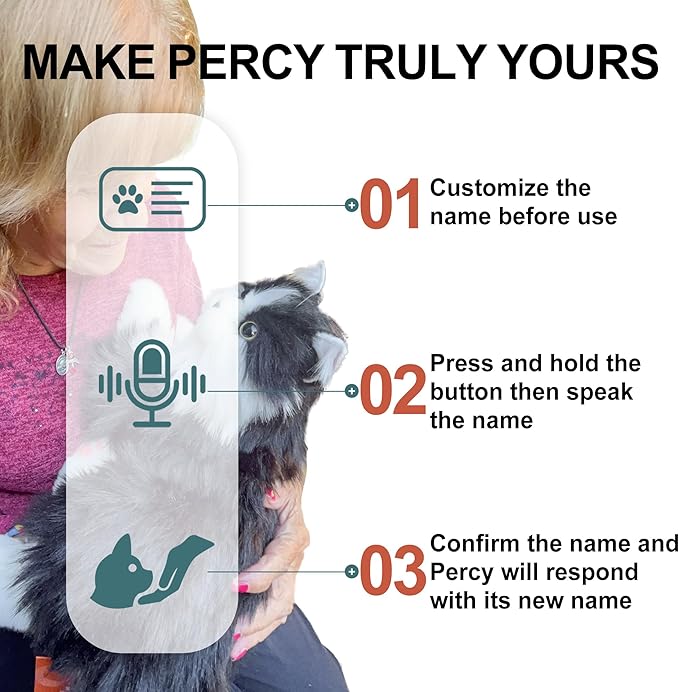 Chongker Interactive Companion Robot Cat Pets, Handmade Weighted Stuffed Animals, Cat Plush Toy with Voice Response, Realistic Heartbeat and Purring, Black Cat