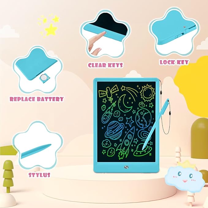 EooCoo Toddler Boy Toys, Kids Gifts, 10 Inch LCD Writing Tablet, Drawing Pad, No Mess Coloring Books for Kids, Travel Games, Gifts for Boys 4-6, Educational Toys for 3 4 5 6 7 Years Old Boys and Girls