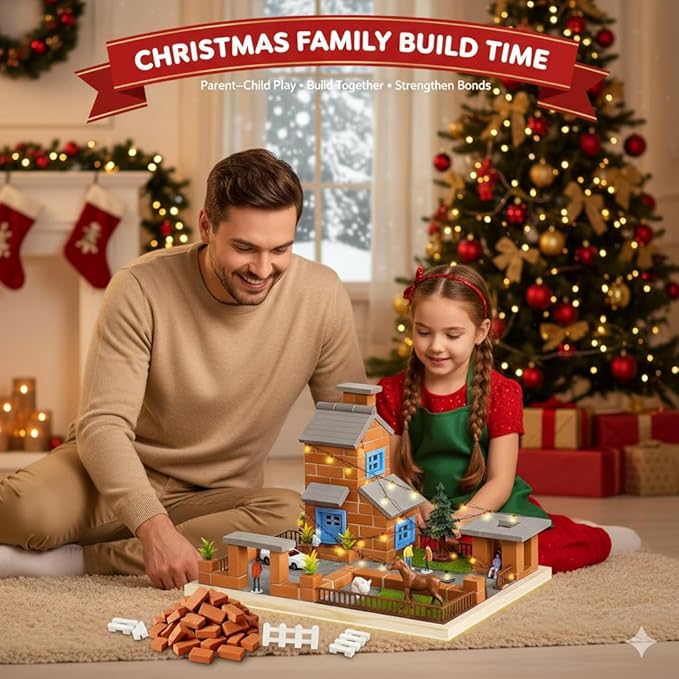 Brick and Mortar Construction Set, DIY House Building Kit for Kids, Realistic Mini Bricks STEM Building Toy, Creative Engineering Toy for Boys and Girls