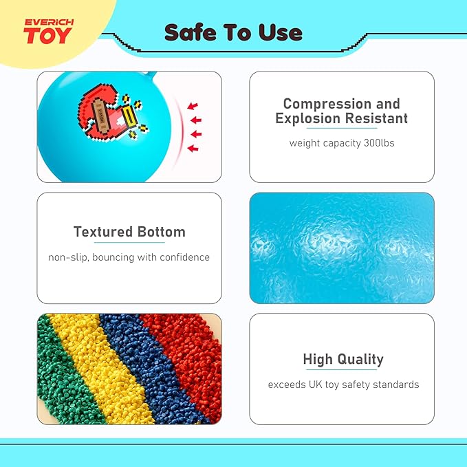 EVERICH TOY Hopper Ball for Kids 4-8, 18In Ride On Bouncy Balls with Handle, Blue Inflatable Christmas Hopping Toys Gifts for Girls Boys, Indoor Outdoor Active Play Toys