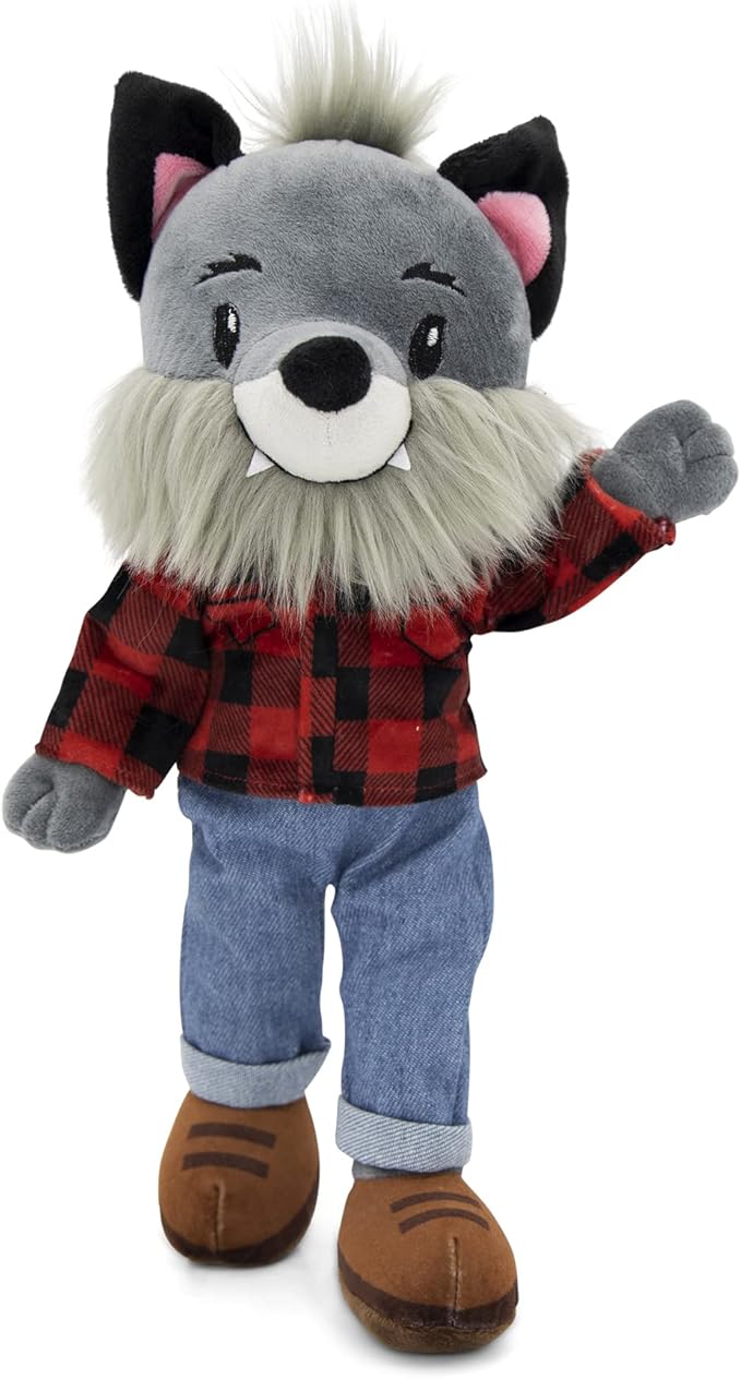 Playtime by Eimmie Soft Baby Doll Walter The Wolf - 14" Plush Rag Doll with Embroidered Features for Girls, Boys, Toddlers & Infants - Educational Stuffed Animal for Imaginative Play