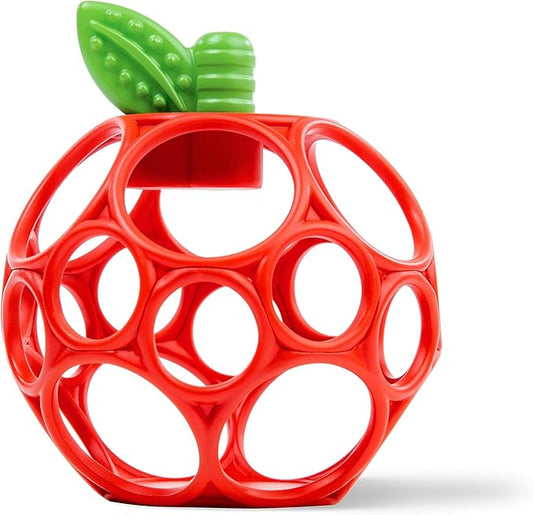 Bright Starts Oball Easy Grasp Red Apple Teether Toy, Hold My Own Collection, BPA Free, Unisex, Newborn and Up