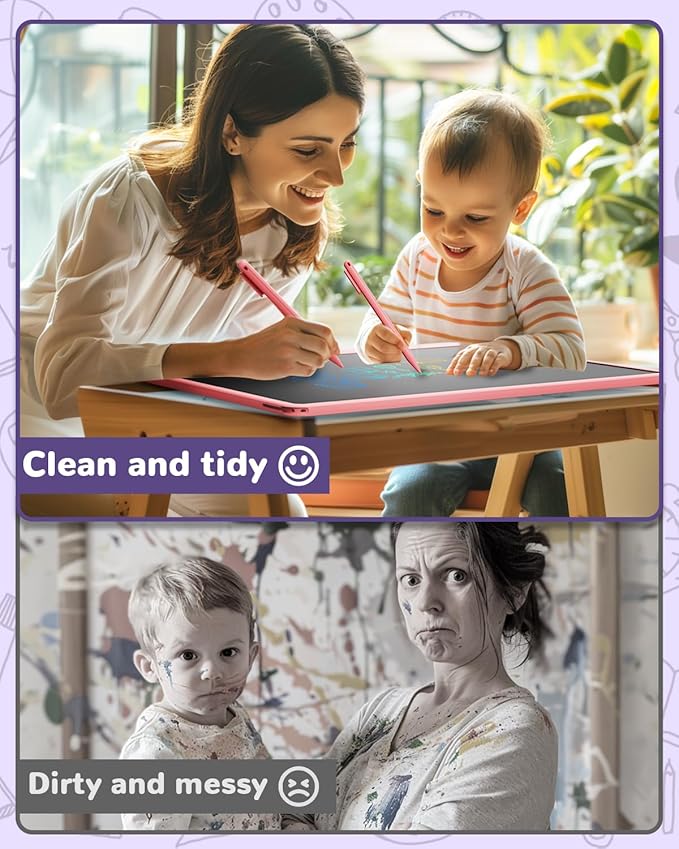 ORSEN LCD Writing Tablet for Kids, 16 inch Doodle Board Learning Toys for 3 4 5 6 7 8 Year Old Girls Boys, Birthday Gift Colorful Drawing Pad for Kids, Pink