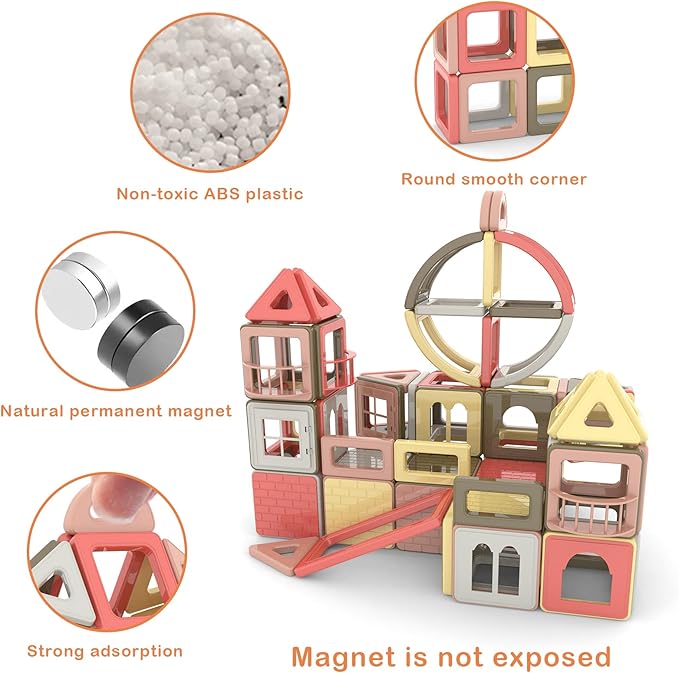 AOMIKS 151 PCS Set Magnetic Building Blocks Tiles for Kids Learning & Educational STEM Mini Building Toys for Girls and Boys Ages 3 4 5 6 7 8 Years Old 3D Magnetic Tiles