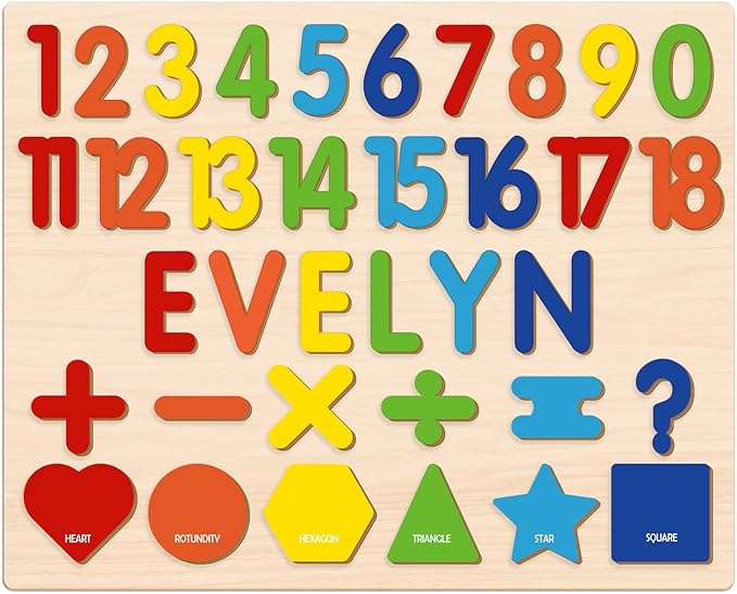 Personalized Name Puzzles, Montessori Toys, Shape Number Puzzles for Toddlers, Educational Toys, Customized Easter for 1st Birthday Girls and Boys