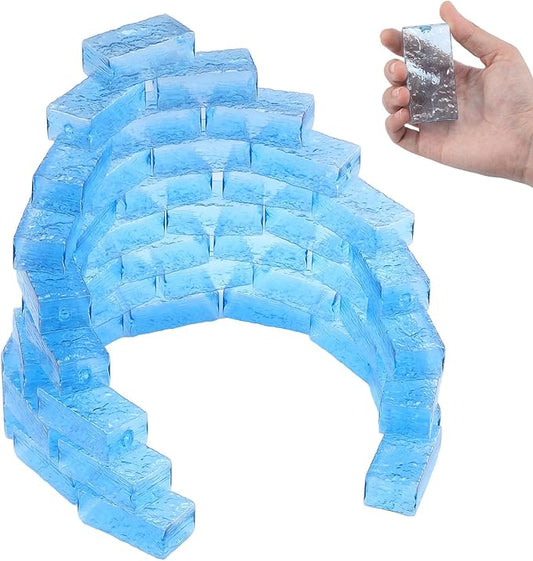 Civaner 36 Pcs Ice Blocks for Kids - Ice Building Blocks Toys Hollow Stacking Bricks Engineering Accessories Gifts for Christmas Winter (Small)