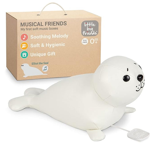 Little Big Friends Musical Baby Toy – Soft Plush Pull-String Cord Classical Toy for Baby & Toddlers | Soothing Stuffed Cuddly Animal Gift | Elliot The Seal