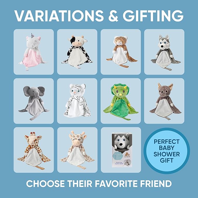 Love By Emi Baby Sleep Soother White Tiger Plush with Heartbeat & Lullaby Sounds, 4-in-1 Sound Machine, Security Blanket & Pacifier Holder, Baby Registry Essential for Newborns, Infants & Toddler