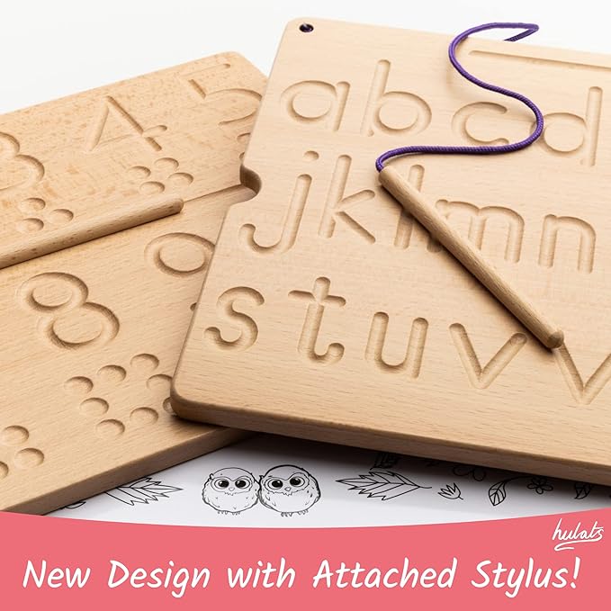 Learn to Write - Number & Letter Tracing Boards for Kids Ages 3-5 - Wooden Alphabet Learning Montessori 3 Year Old Toddler Writing Tools Beginners - Homeschool Preschool Classroom Must Haves