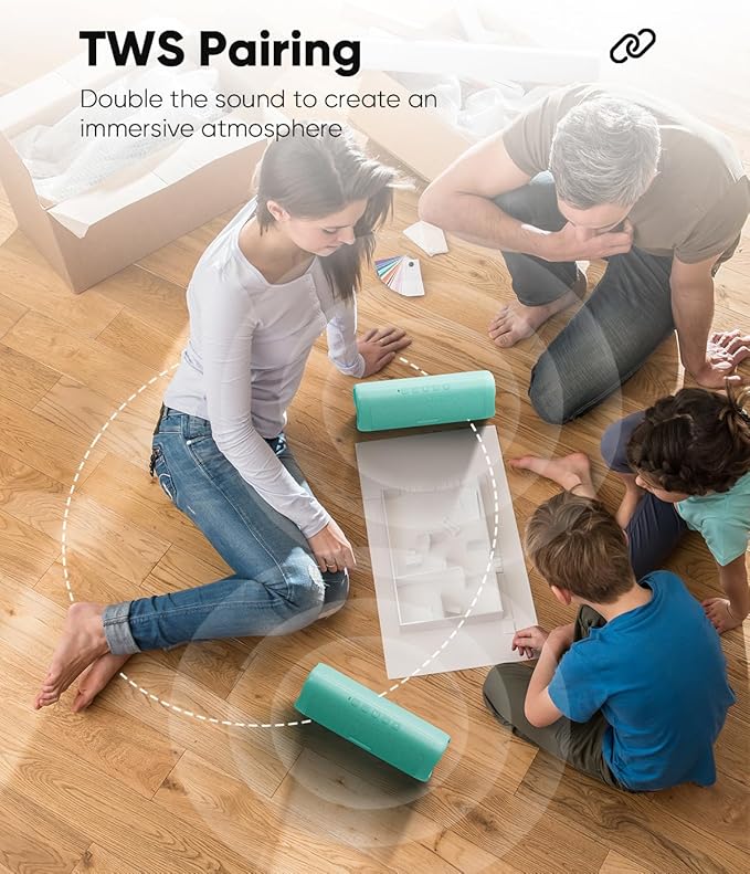 Bluetooth Speaker Gifts for Men: Portable Wireless, IPX5 Waterproof, White Elephant Gifts for Adults, Stocking Stuffers for Teens Boy Girl, Up to 20H Playtime, TWS Pair, for Home/Party/Outdoor (Teal)