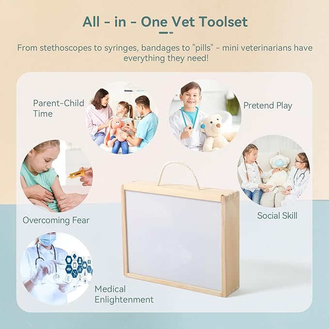 Kids Vet Doctor Kit & STEM Toy | Learn Animal Anatomy with Stethoscope, Organ/Muscle Models, X-Ray Cards | Interactive Pretend Play for Boys & Girls