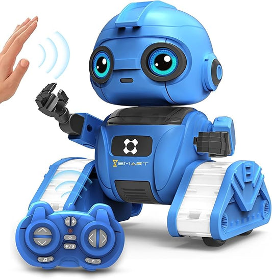 Robot Toys for Boys and Girls, Rechargeable Remote Control Robot with Auto-Demonstration, Light Projection, Dance Moves, Music, and Gesture Sensing –Toy Robot Gifts for 3,4,5,6 Year old Boys (Blue)