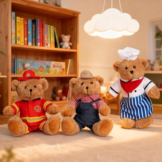 HollyHOME Farmer Stuffed Animal Teddy Bear Soft Plush Toy with Farmer Uniform Unique Toy Gifts for Kids and Farmers Holiday Birthday Valentine 16 inches