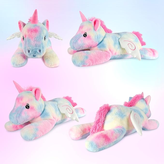 Giant Rainbow Unicorn Stuffed Animal 30", Jumbo Soft Big Stuffed Animals, Giant Plush Toys Hugging Pillow for Stress Relief & Sleep Aid, Huge Cuddly Cute Plushies Unicorn Gifts for Kid Adult