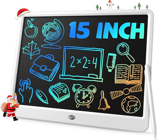 TEKFUN Easter Gifts for Kids, 15inch LCD Writing Tablet Drawing Board, Teen Girl Boy Gifts Age 8 and Up, Birthday Gifts for All Age Groups, Erasable Writing Tablet for Business Meeting (White)