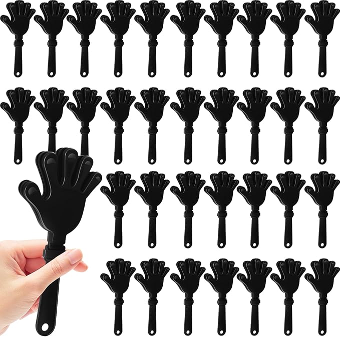 36 Pcs Hand Clappers Noisemakers 7.5 Inch Clappers Noisemakers Plastic Hand Clappers for Birthdays Game Football Sporting Events Cheers Supplies Dance Basketball Football Noisemakers（Black）