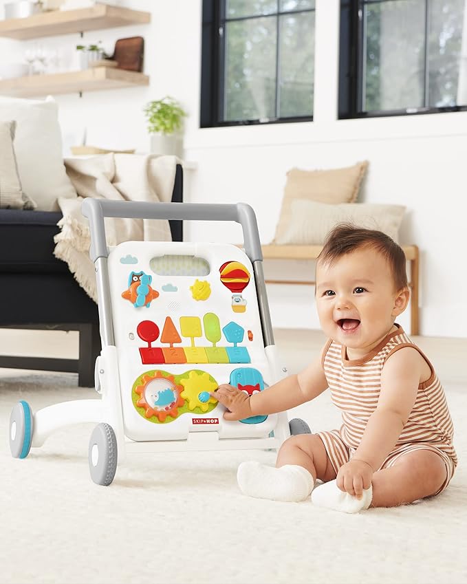 Skip Hop Baby Walker 4-in-1 Sit to Stand Convertible Light Up Walker with 40+ Activities Explore & More Age 6m+