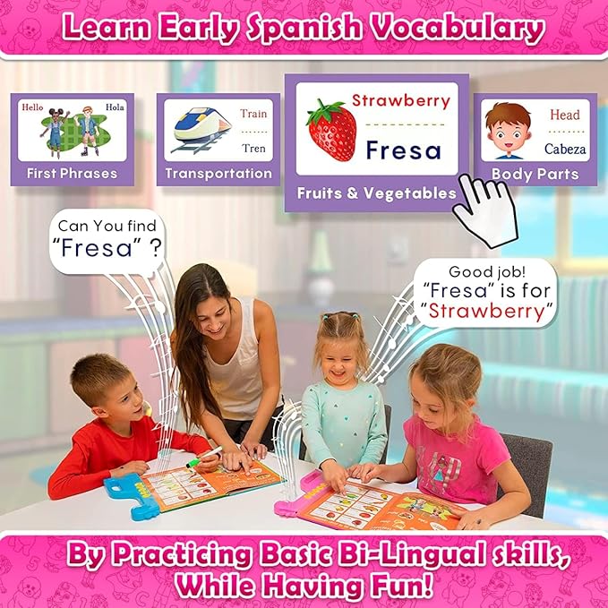 ABC Learning Sound Book for Toddlers 3–5 – Interactive Busy Book with English & Spanish, Alphabet, Counting, Music & Tracing Activities, Montessori Educational Toy, Holiday for Kids