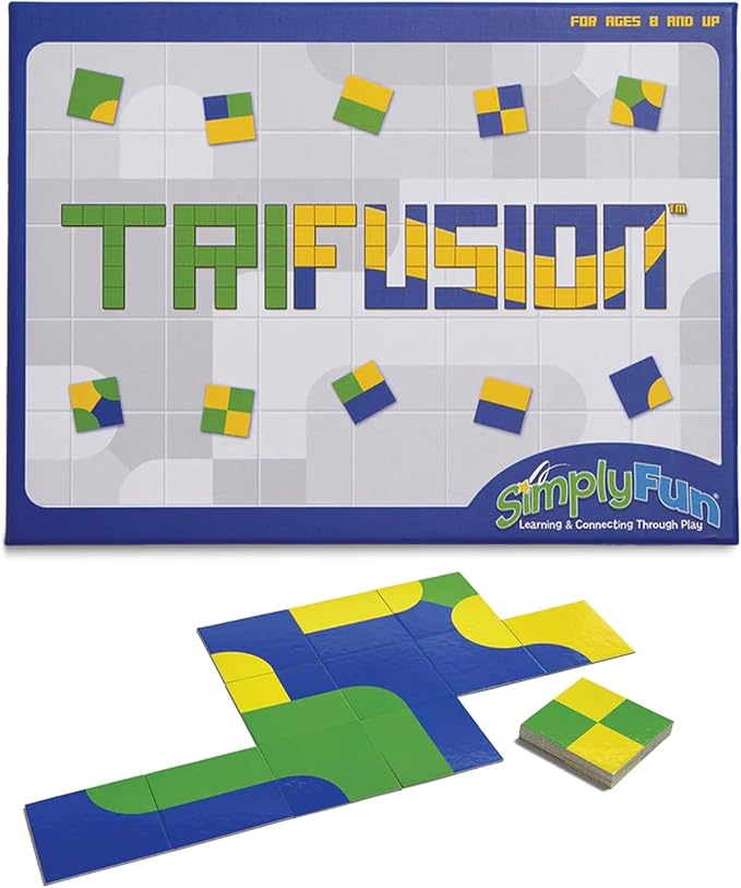 SimplyFun Trifusion – Visual Mapping Strategy Board Game for Kids, 2-4 Players, Ages 8 and Up – Spatial Reasoning, Pattern Recognition & Planning – 30 Min Playtime – STEM Board Game