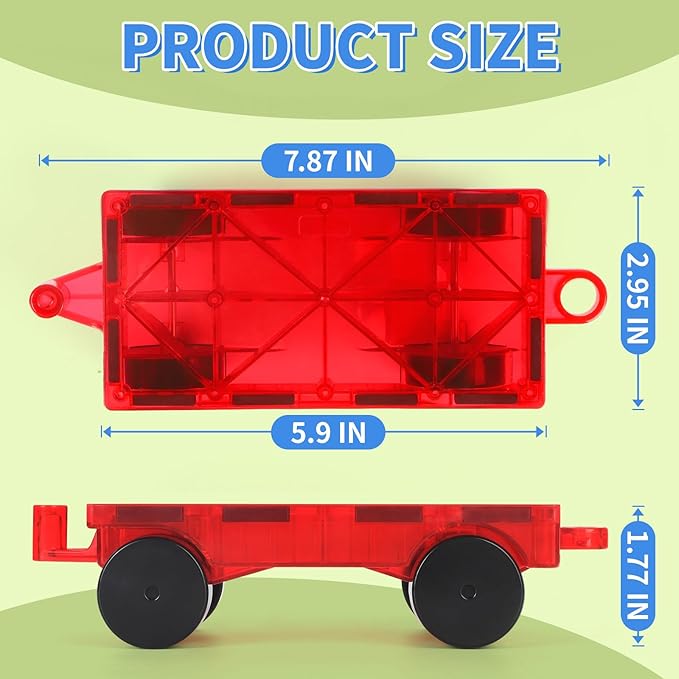 Magnetic Tiles Cars Construction Set - 4 PCS Magnetic Tiles Magnet Bricks Truck Sensory Toys, Educational Magnet Cars Set Building Blocks for 3 4 5 6 7 8+ Year Old Girls Boys