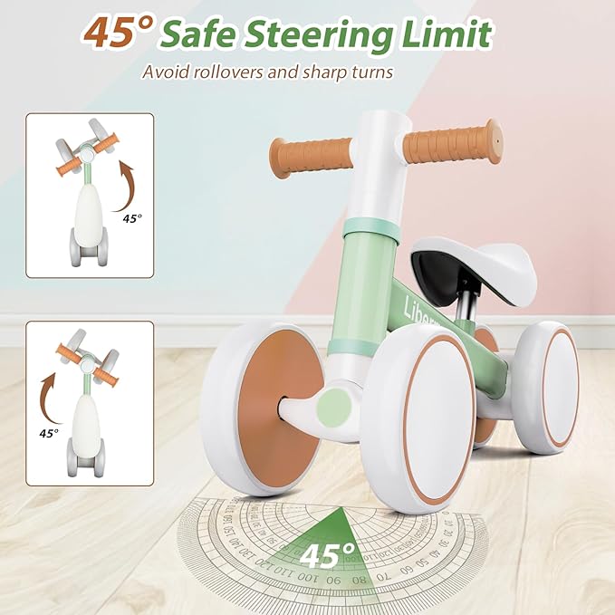 Liberry Baby Balance Bike with Light Up Wheels Age 1 2 3 Years Old, No Pedal 4 Silence Wheel Toddler Bike, First Baby Riding Toy Birthday Christmas Gift for Boys Girls (Green)