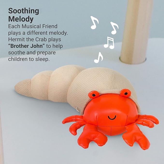 Little Big Friends Musical Baby Toy – Soft Plush Pull-String Cord Classical Toy for Baby & Toddlers | Soothing Stuffed Cuddly Animal Gift | Brigitte The Hermit Crab