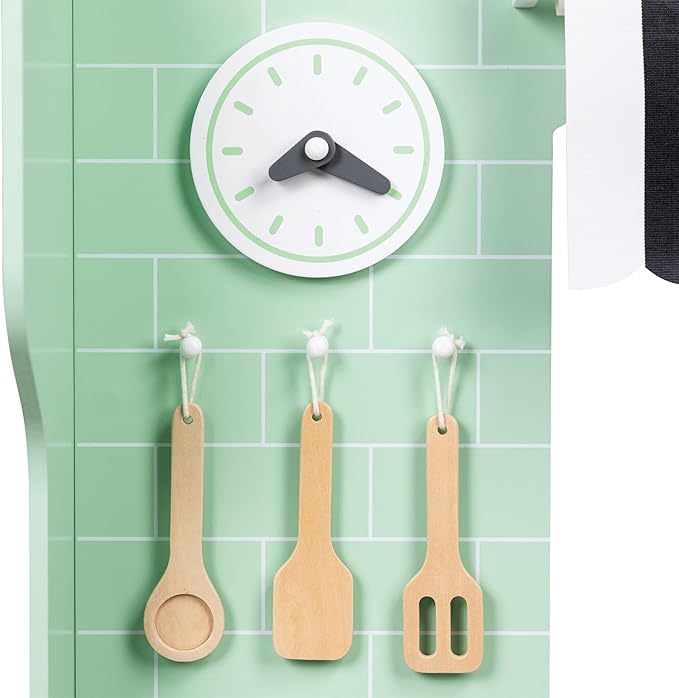 MindWare Play Kitchen Café – Unique 2-in-1 Playset Features Kitchen on One Side and Café on The Other – Pretend Play for Kids Ages 3 & Up – Includes Basic Kitchen Tools