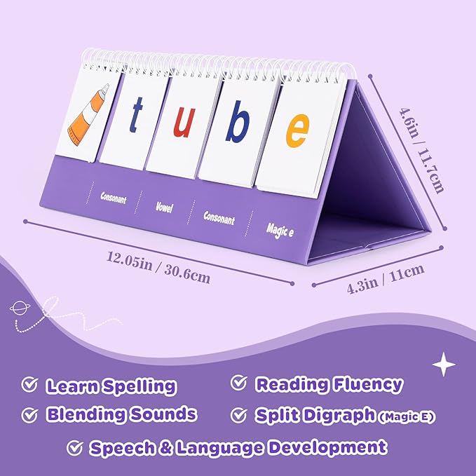 Aizweb Magic E Word Games,Phonics Games Flash Card for Preschool Kindergarten Classroom Must Haves,Spelling Reading Learning Games,Speech Therapy Montessori Educational Toy for Kid 3 4 5 Year Old