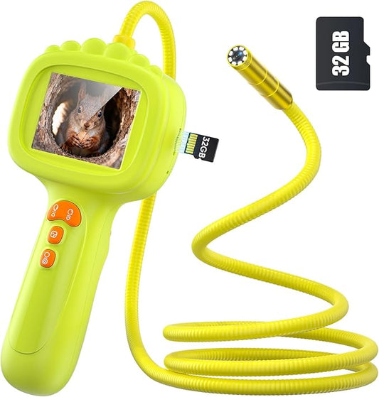 IWOBAC 2.6FT Borescope Snake Camera Toy with Light & 32GB SD Card for Kids Science Educational STEM Toys for Outdoor Camping Nature Exploration Birthday Gift for 4 5 6 7 8 9 10 12 Years Old Boy Girls