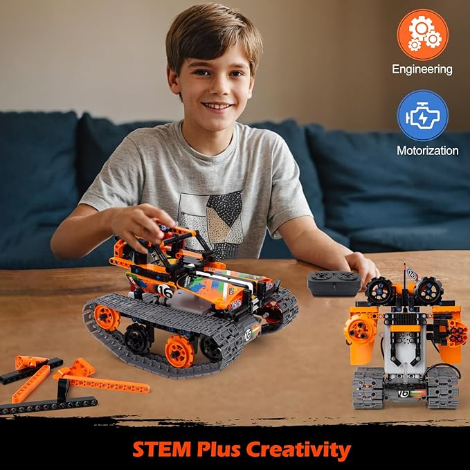 Building Toys STEM Robot Kit for Kids Ages 8-12, Remote Control Erector Sets Engineering Robotics Kits, Educational Birthday Gift for Boys & Girls 5-7 9 10 11 13 14+ Year Old