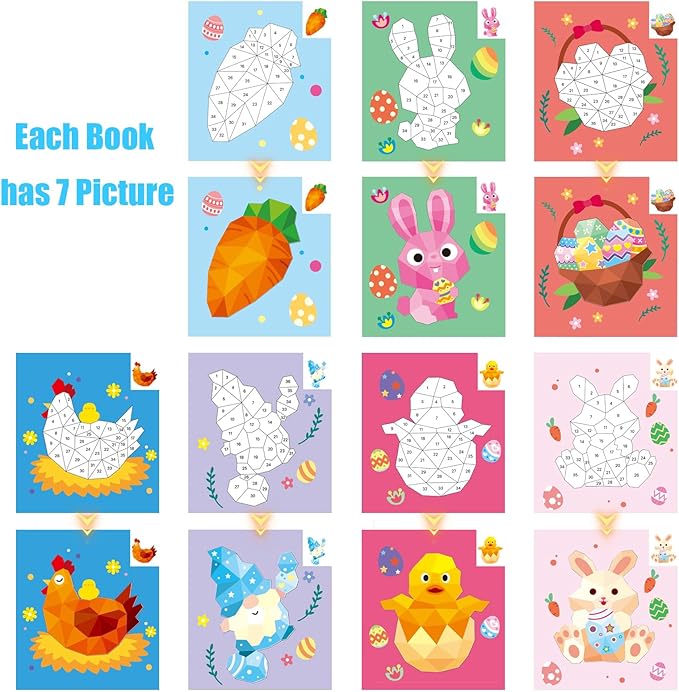 TPQKA Easter Sticker Book for Kids Ages 4-8 Crafts Rabbit Eggs Stickers Numbers Paint Books Gifts for Kid Boys Girls School Party Favors Basket Stuffers Car Travel Activity Toy