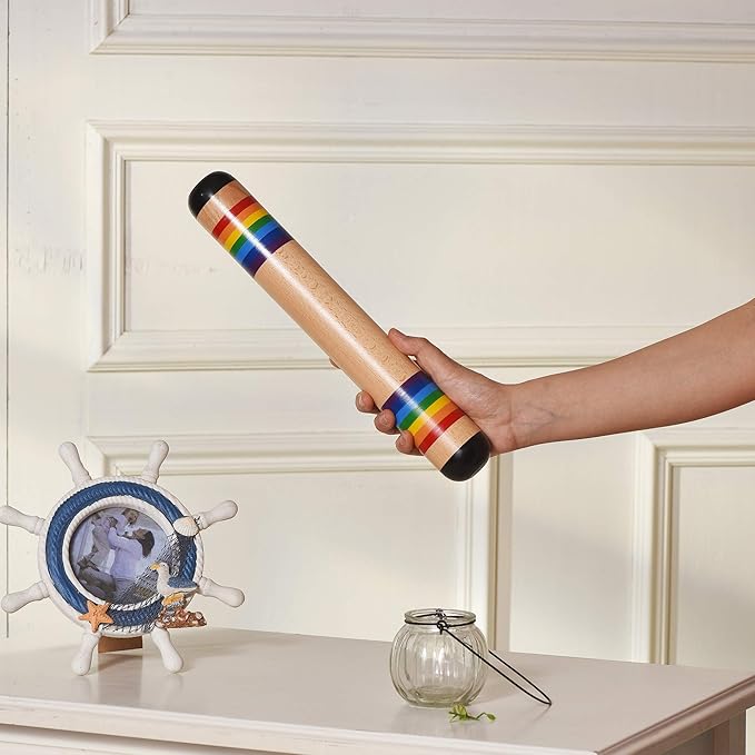 TDOCK 13.8 Inch Rain Stick, Wooden Rain Maker Rattle Shaker Rainfall Tube, Musical Sensory Auditory Development Instrument for Babies, Toddlers and Kids