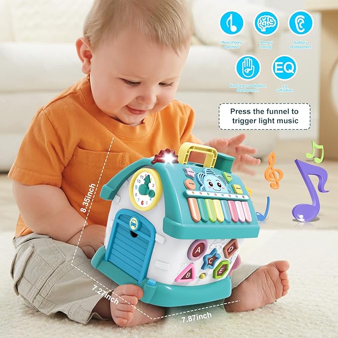 Toys for 1 Year Old Boys Gifts, 8 in 1 Functional Musical House Educational Baby Toys 12-18 Months Montessori Toy for One Year Old Boy Birthday Gifts