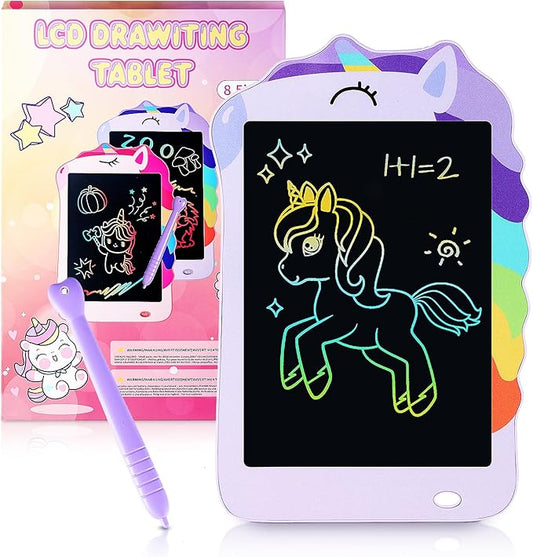 Unicorn Toys LCD Writing Tablet for Girls Kids,Colorful Toddler Drawing Tablet for Educational Baby Girl, Doodle Board Pad Toy for 3 4 5 6-12 Years Old Kid Birthday Party School, 8.5 Inch Purple