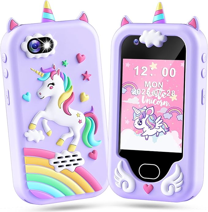 Lapare Kids Smart Phone Toy for Girls, 2.8" Touchscreen Toddler Learning Play Toy Phone with Dual Camera, Game, Music Player, 32GB SD Card, Christmas Birthday Gifts for Girls Age 3-10(Purple)