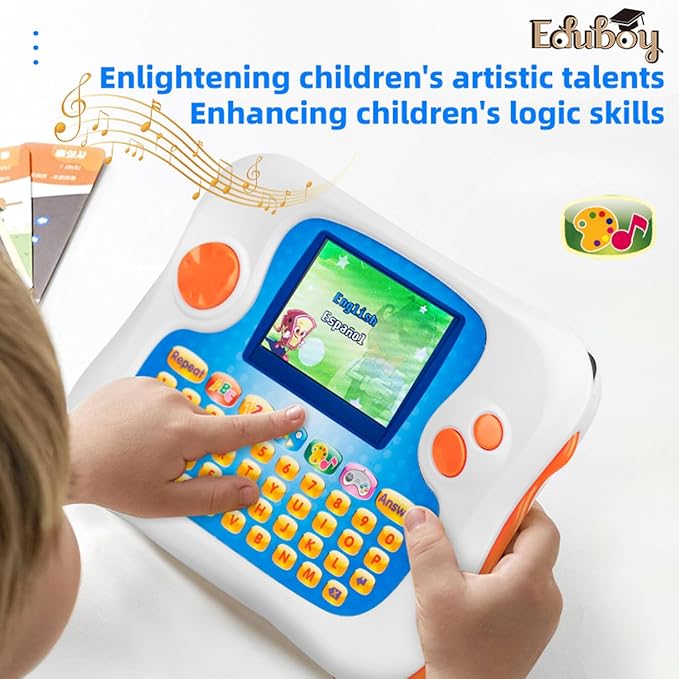 Eduboy Kids Tablet,English-Spanish Bilingual Learning Tablet for Kids, Educational Toy with 104 Learning Apps/Games,Support TV Out Function,Great Choice for Preschool Toddlers Babies Early Education