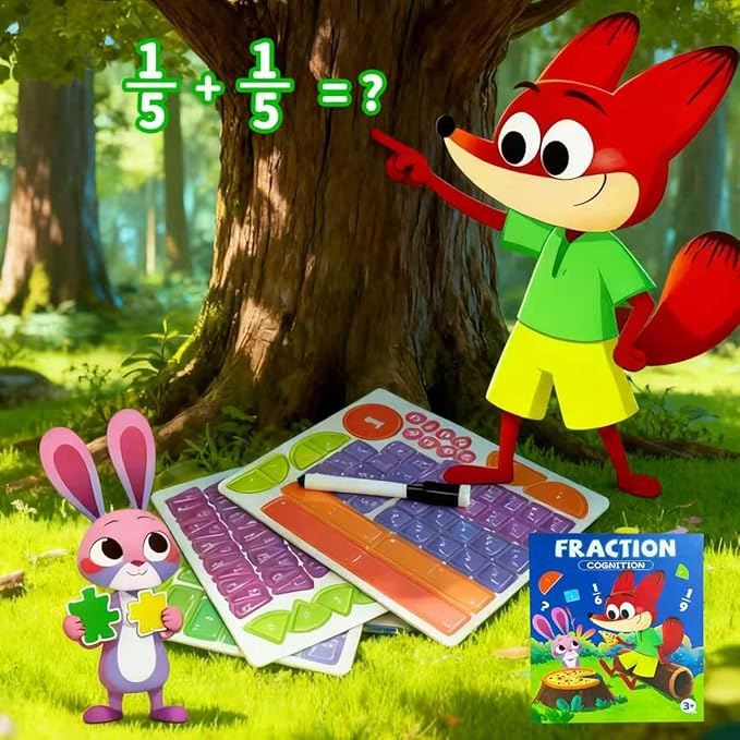 Magnetic Fraction Tiles and Circles Set, Hands-On Math Manipulatives for Kids, Montessori Early Childhood Education Materials for School and Homeschool Use