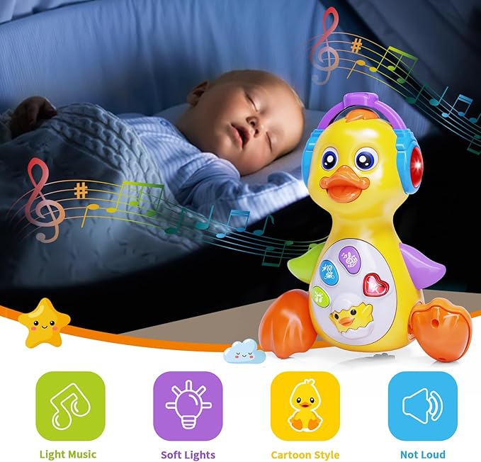 Dancing Duck Baby Toys 6-12 Months Developmental, Musical Crawling Infant Tummy Time 3 4 5 6 7 8 9 10 11 12 18 Month Boy Girl Moving Light Up Toddler Learning Activity Easter Birthday Gift