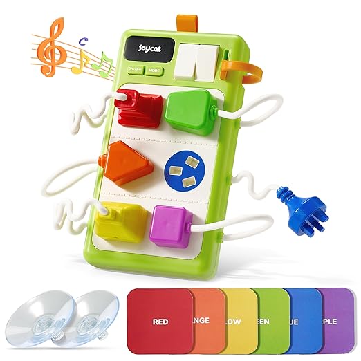 JoyCat Busy Board Plug Playset for Toddlers 1-3, Sensory Power Strip with Colors, Songs & Appliance Sounds, Fine Motor Learning Board with Cards & Suction Cups, Travel Activity for Car & Home
