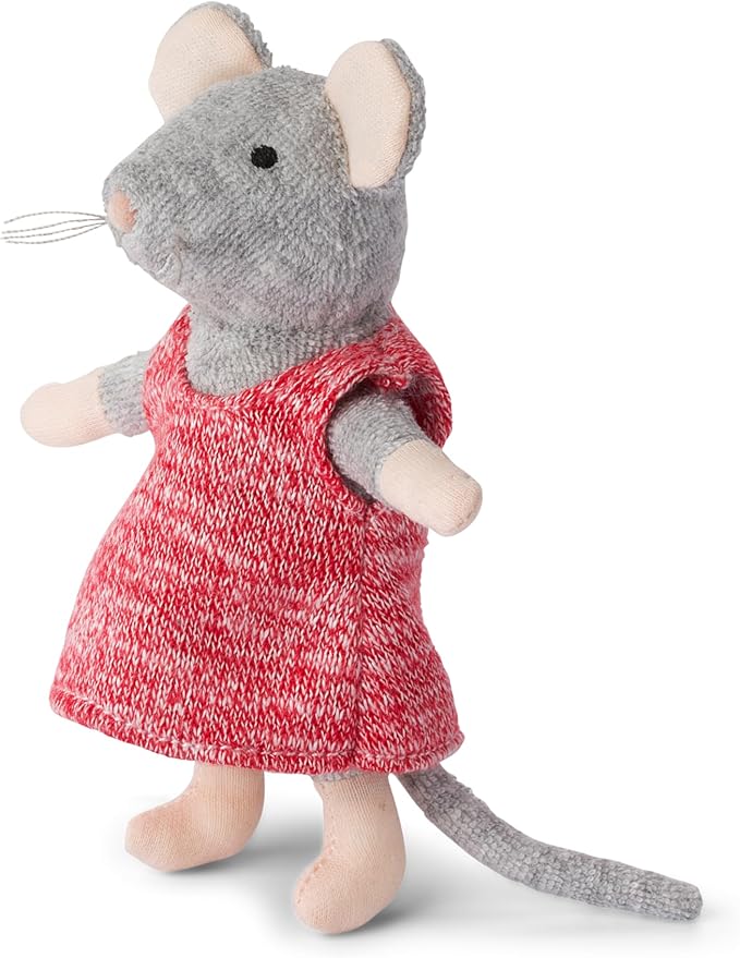 Mini Bedroom to Go + Julia Plush 11cm – Easy Complete DIY Dollhouse in Suitcase | Wooden Furniture, Bedding & Decoration Sheets | 1:12 Scale | Sam & Julia's Mouse Mansion