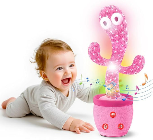 See n Say Toys for Toddlers 1-3 Talking Cactus Toy,2025 Dancing Baby Stuff Toy for 1 2 3 Year Old Boy Girl,Great Christmas Kids Gifts,Pink Infants Xmas Stocking Stuffers for Babies Items
