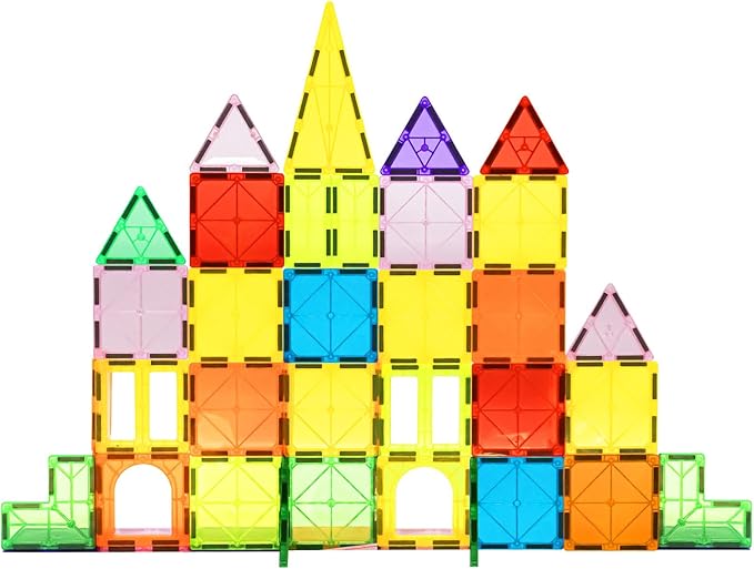 EchoPlan Magnetic Tiles,68PCS Magnetic Building Blocks,Magnet Tiles 3D Clear Building Blocks Set,STEM Sensory Educational Toys Gift for Toddlers Kids Boys 3 4 5 6 7 8 9+ Year Old